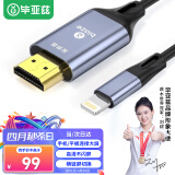 毕亚兹 Lightning转HDMI线 苹果手机同屏线 竖屏/横屏 ipad同屏线 iPhone接电视显示器投影连接线 1.8米