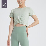 Keep 女子瑜伽服瑜伽T恤交叉款短袖背心 吸湿速干塑形裸感柔软弹11401 抹茶绿 短袖 L