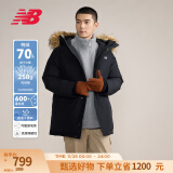 NEW BALANCE NB官方24新款羽绒服男女同款秋冬鸭绒连帽毛领中长款外套 BK AMJ43358 XS