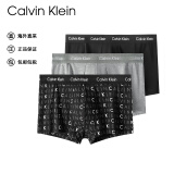 Calvin Klein CK 男士平角内裤套装 3条装 U2664G 送男友礼物 YKS字母黑灰 S 