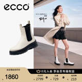 爱步（ECCO）厚底切尔西靴女 24年秋冬新品一脚蹬女靴中筒牛皮靴 踪迹220753 石灰色22075301378 36