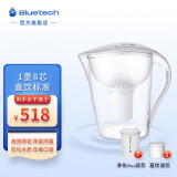 聚蓝（bluetech） HS-530三代双芯过滤直饮净水壶去水垢除菌除氯家用自来水过滤水壶滤水器 畅饮全年装【1壶8芯】白色