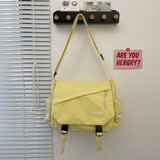 酷达妮 背包潮ins日系原宿复古工装斜挎包女男 韩国学生大容量单肩包邮差包 黄色【小熊猫】