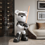 吉召轻奢高档光剑暴力熊大摆件落地式客厅家居装饰品网红潮玩手办公仔 炫酷黑光剑熊