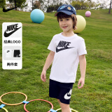 NIKE  3BRAND 耐克男女童纯棉短袖T恤+短裤2件套装夏季新款短袖套装 正黑色 120 /60 【建议身高110-116cm】