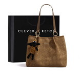 CLEVER & KETCH包包女包单肩包2025通勤托特包大容量女士手提包生日礼物送女友 棕色