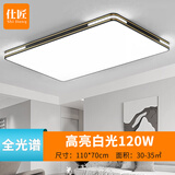 仕匠客厅大灯现代简约大气新款超薄led吸顶灯家用大厅灯具中山卧室灯 长110*70cm单色白光120W