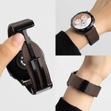 PENC IWATCH适用华为GT5手表GT4表带buds磁吸扣gt3/gt2疯马皮watch4pro男女watch3荣耀手表4pro/GS3真皮手表带 【褐色】升级疯马皮-表带黑扣 46/48mm表