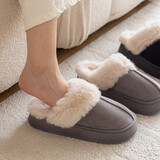 水星家纺棉拖鞋秋冬女男情侣冬季家居棉拖鞋室内保暖棉拖鞋 灰36-37码
