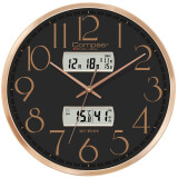 康巴丝（Compas）挂钟 万年历石英钟表挂墙客厅时钟温湿度挂表 C3240-2 黑色 36cm