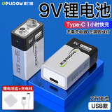 德力普（Delipow）充电电池 9V锂电池可USB充电大容量快充九伏6f22电池 适用于无线话筒/万用表等