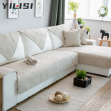 益丽丝（yilisi） 四季沙发垫套装布艺实木沙发坐垫子欧式双面全棉可水洗定制 紫荆花-浅咖 90*90cm单片（可用于扶手/靠背）