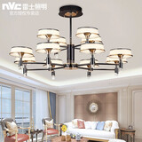 雷士照明led客厅灯12头吊灯餐厅灯主卧室灯书房灯北欧美式简约现代创意大气黑色香槟金欧式星幻1139 大号-12头/108w 三色调光