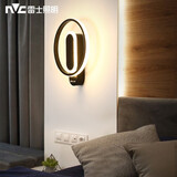 雷士（NVC）LED 北欧简约卧室书房灯具简约风格墙壁灯哑黑哑白款铁制壁灯 温月 圆环造型  9瓦哑黑款 3000K
