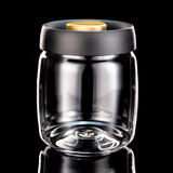 容山堂玻璃茶叶罐抽真空密封罐透明储物罐陈皮储存罐干果零食收纳 抽真空茶叶罐800ml-黑盖金钮中号