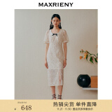 MAXRIENY【商场同款】复古赫本夏季新款收腰显瘦连衣裙 黑白波点 S/01