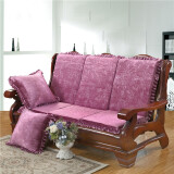 丰收日 家纺 红木椅子沙发坐垫可拆洗带靠背加厚坐垫实木沙发垫 纯色压花-紫色 50*45*高度60（纤维棉）