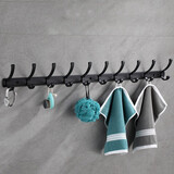 淼源挂衣钩玄关衣服挂钩连排墙上门后墙壁挂钩衣帽钩壁挂勾衣柜挂钩架 黑色凤尾排钩/十钩/总长95厘米