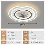 ASNAGHI轻奢水晶客厅灯2022年新款led吸顶灯简约现代房间灯卧室灯具套餐 A款圆形50cm三色变光 无需安装