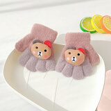 珊诗丽（SexeMara）婴幼儿手套1-3岁小宝宝儿童五指冬季小熊保暖男童女童可爱手指套 小熊-卡其色 建议1-4岁左右