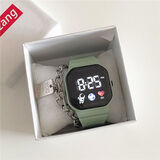 儿童电子手表只看时间女孩女童小学生女生款初中防水防摔简约可爱 006绿色[送礼盒+电池+潮牌手链]