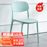 格田彩 餐椅塑料椅子办公凳靠背休闲椅家用书桌椅卧室化妆椅简易小椅子 浅蓝【加大工程款】