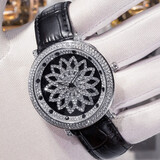 时来运转手表满天星镶钻旋转大表盘抖音网红同款五芒星虫洞概念手表男士潮流雪花女神女表 荷花款