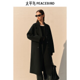 太平鸟女装毛呢大衣大师甄毛系列双面呢女冬外套气质 黑色 M