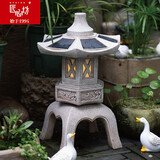 匠心坊 中式太阳能庭院灯家用户外别墅花园布置园林景观造景装饰品 六翘边太阳能灯（大理石色，高48厘米）