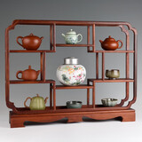 从简花梨木茶具博古架桌面收纳架置物架小号实木紫砂壶茶杯摆件展示架 正方形博古架大号：63*13*51cm