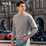 布先生三角形提花圆领纯棉针织衫插肩袖男士长袖BT12306 花灰 L (175)