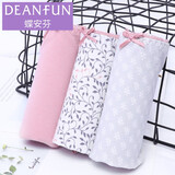 蝶安芬（Deanfun）蝶安芬棉质女式内裤女印花田园风中腰型女士内裤3条礼盒装