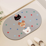 西域猫浴室地垫防滑吸水软垫洗手间卫生间厨房脚垫子门口厕所地毯 圆点三小只灰色 40cm*60cm 【超值体验】