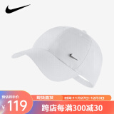 耐克（NIKE） 帽子 网球帽子男女户外运动帽高尔夫遮阳帽可调节鸭舌帽 经典白色943092-100