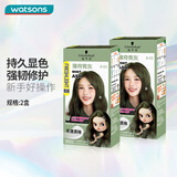 施华蔻屈臣氏施华蔻斐丝丽染发霜氨基酸滋养多包装随机发 薄荷青灰 120g*2盒