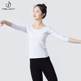 铁箭（TIEJIAN） 舞蹈服女夏季成人圆领T修身练功服上衣芭蕾舞艺考基训服形体服 白色中袖 XL
