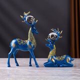 祥礼鹿摆件创意家居家装饰品室内客厅酒柜茶几电视柜玄关房间布置摆设 蓝色鹿+水晶球