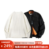 马登工装 美式复古MA-1飞行员夹克休闲棒球服短款外套春秋男潮痞帅 黑色MA1+米白长T XL