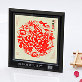 燕云州蔚县手工剪纸画工艺品卡通镜框摆件中国风特色礼品送老外出国礼物 生肖兔（可加字定制）