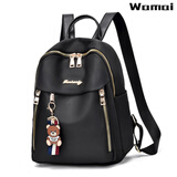 瓦迈（WAMAI）牛津布双肩包女2023新款韩版时尚休闲百搭帆布小包包女士背包书包 黑色