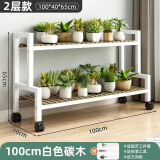 斯朴洛特2024新款花架可移动带轮置物架阶梯客厅落地式多层花架子阳台室外 两层白架100长