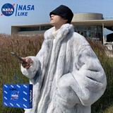 NASALIKE羊羔绒扎染外套男毛绒棉服男潮牌保暖外套加厚棉衣韩版宽松棉袄 花白色男 加厚款 XL 男款130-145斤