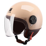 MOTOCUBE 3C认证631S电动摩托车头盔男女冬季保暖半盔电瓶车安全帽 四季通用 米色 均码