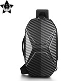 星羽狼斜挎包男士胸包通勤单肩PC硬壳包户外骑行运动包 纤维纹