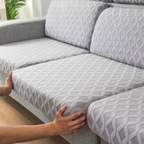 忆自然弹力沙发套罩全包套海绵坐垫套四季通用套盖布巾沙发笠单双人组合 拉花菱形格-银灰 小坐垫套 宽50-60cm*长50-65cm