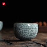 灵青坊 茶杯主人杯单杯大号精品青瓷手工品茗杯品茗杯单个哥窑冰裂纹开片可养主人杯家用喝茶个人杯功夫茶具 哥窑粉青铁线