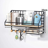 王星和月墙上置物架免打孔寝室床头宿舍收纳神器墙壁挂卧室书桌隔板收纳架 黑色-加大【升级加固-带纸巾架】