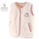 Hello Kitty女童马甲儿童秋冬背心保暖宝宝外穿加绒内穿春坎肩洋气马夹 米白 513299 130 cm 参考身高125-135
