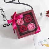 帕提拉七夕情人节小礼品香皂花母亲节礼盒永生花肥皂花生日礼物干花 4 朵方盒 粉两色