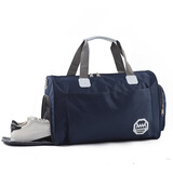 匡睿手提旅行包大容量男女可套拉杆行李包斜挎短途出差旅游收纳行李袋 深蓝色大号（带独立鞋位）